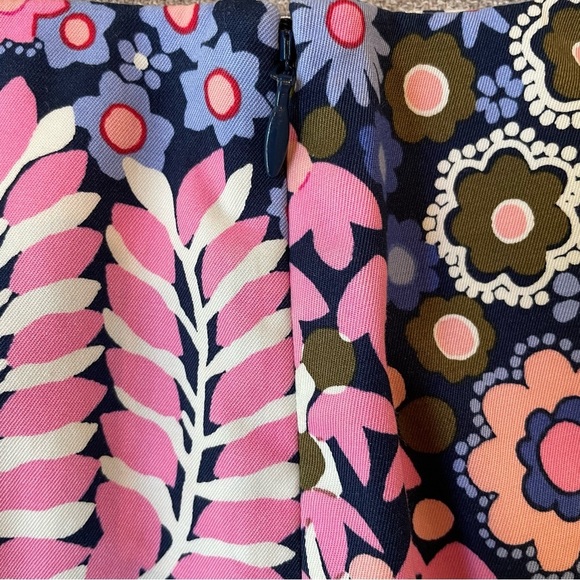 Talbots Blue Pink Floral Mini A Line Lined Cotton Stretch Blend Zip Skirt Bright - Picture 8 of 12
